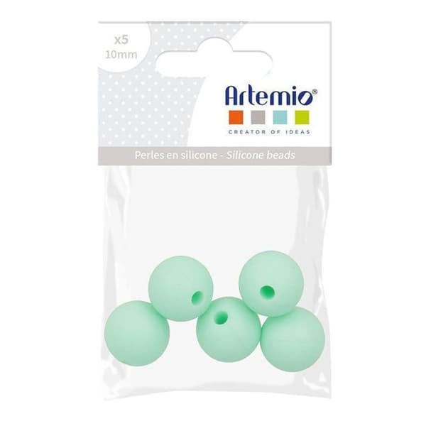 10 runda silikonpärlor 10 mm - vattengröna