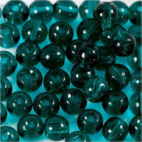 Glaskulor - Blandad - 4 mm - Grön transparent - 45 st - Runda