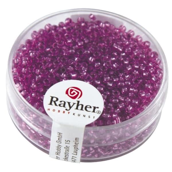 RAYHER Rocailles - Ø 2 mm - Med silverkant - Lila - Ej tvättbar - 17 g låda