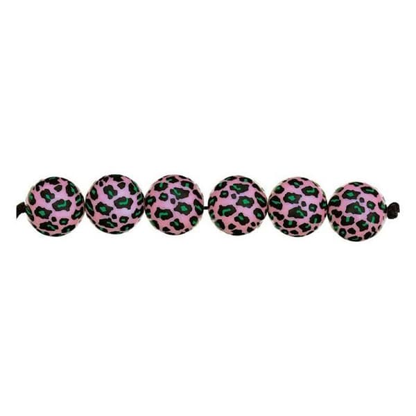 5 rosa leopärlor Ø 16 mm