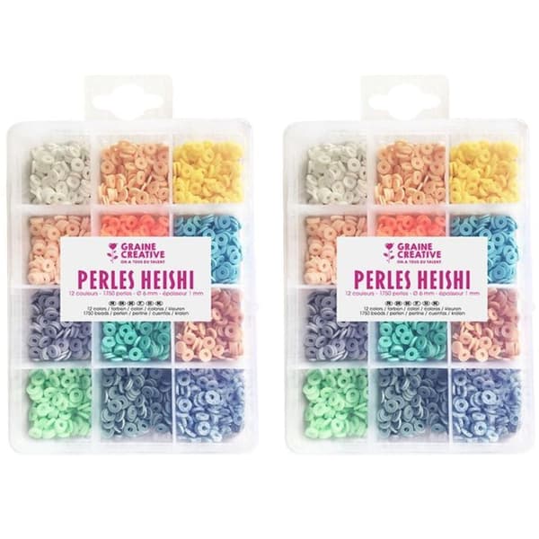 2 lådor Heishi-pärlor x 12 pastellfärger