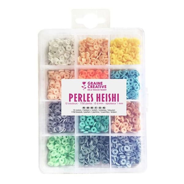 2 lådor Heishi-pärlor x 12 pastellfärger