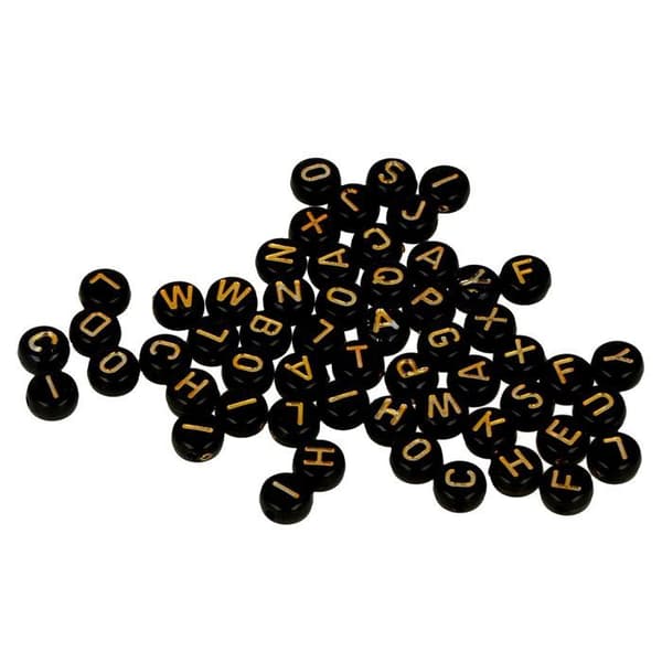 300 svarta alfabetpärlor