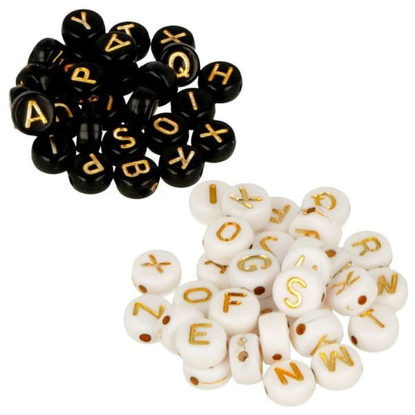 Perles alfabet - Vit/Svart - 600 perlor - Blandad - 300 vita - 300 svarta