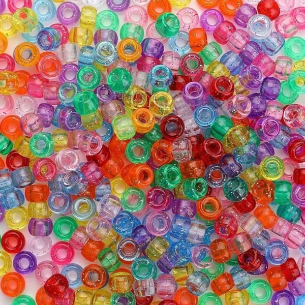 Blandade 500 st Multicolor Glitter Pony Beads 6x9mm gör-det-själv smycken hårfläta tillbehör