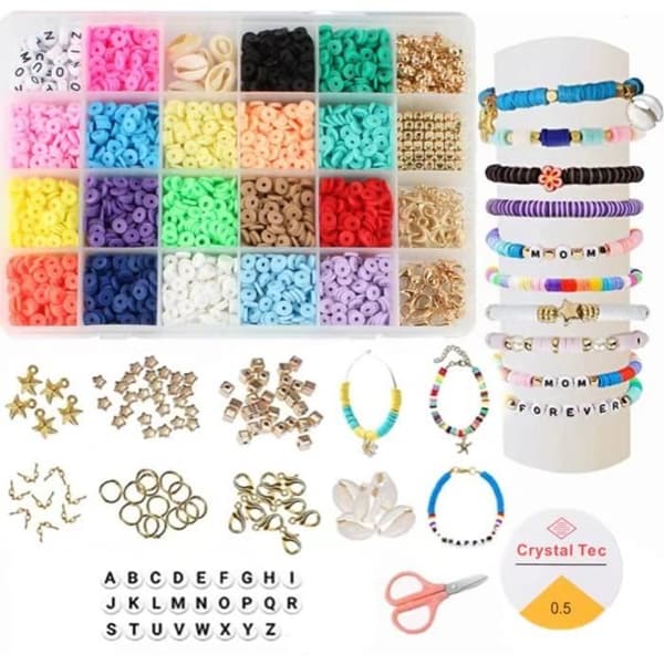 24 rutnät av 6 mm mjuka keramiska pärlor, färgglada armbandspärlor, gör-det-själv-tillbehör