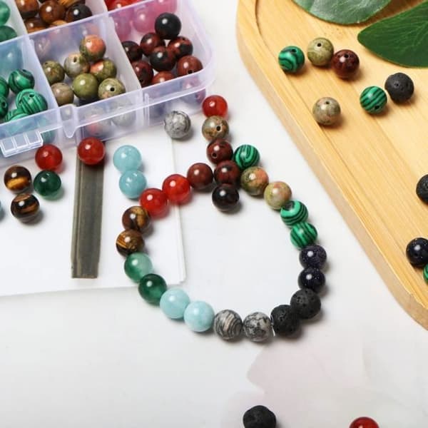 Förpackad 200 st 8 mm naturstenspärlor DIY armband Halsband Pärlor Kit