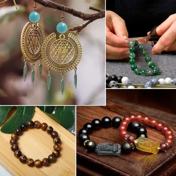 Förpackad 200 st 8 mm naturstenspärlor DIY armband Halsband Pärlor Kit