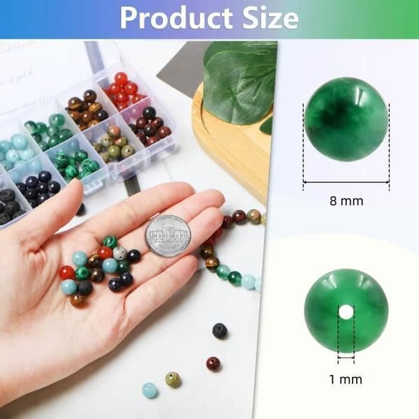 Förpackad 200 st 8 mm naturstenspärlor DIY armband Halsband Pärlor Kit