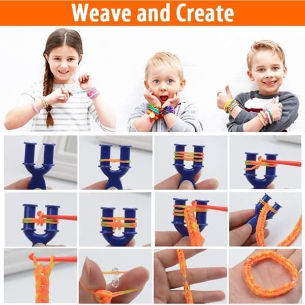 1500 st Elastiska armbandssats, 32 rutnät DIY elastiska vävbandssats