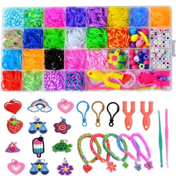 1500 st Elastiska armbandssats, 32 rutnät DIY elastiska vävbandssats