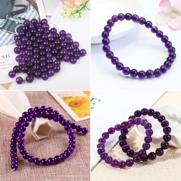 46 st 8 mm naturstenspärlor Ametist energiarmband DIY-pärlor