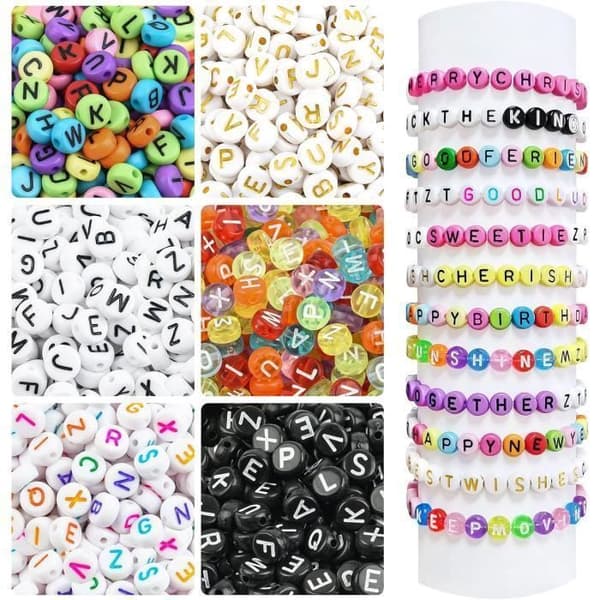 1800 st 6 färger brevpärlor, akrylpärlor för smycken, armband, halsbandstillverkningssats