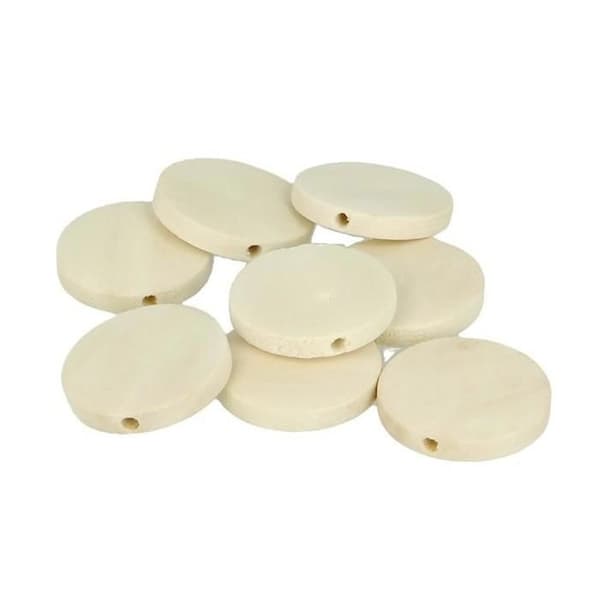 Träpärlor - Artémio - 25mm - Brun - Set med 18 delar - Personliga smycken