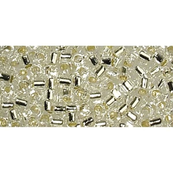 Miyuki Delica pärla - 1,6 mm - Silverkant - Bergkristall - Silver Miyuki