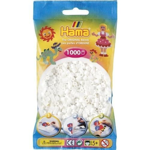 HAMA - 207-01 - Kreativa hobbies - Pärlor och smycken - Påse med 1000 pärlor - Vit