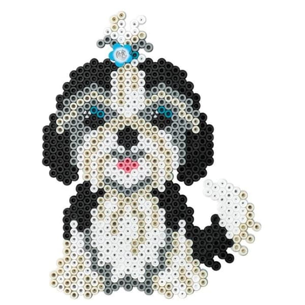HAMA - Hundgodislåda - 4000 strykpärlor i MIDI-storlek och 3 tallrikar - Kreativa hobbyer från 5 år