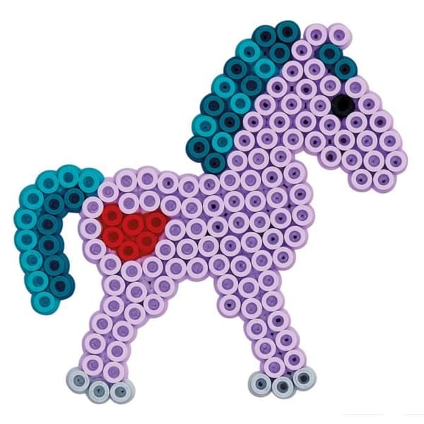 HAMA - Påse med 3000 Midi strykpärlor + 4 tallrikar (prinsesshjärta, ponny, blomma) - Kreativa hobbies Från 5 år