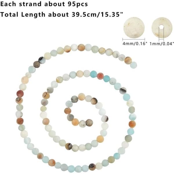285 naturliga frostade Amazon stenpärlor, 4 mm naturstenspärlor för smyckesframställning av halsband