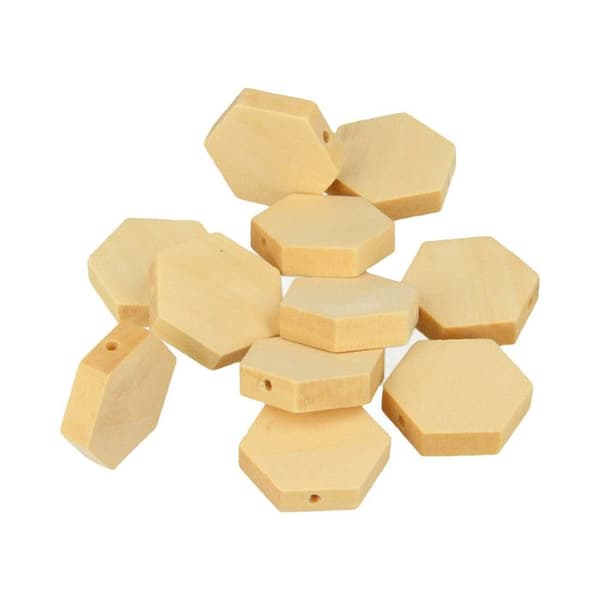Träkulor - ARTEMIO - Hexagonala 20x4,7mm - Brun - Paket med 15 stycken - Smyckestillverkning