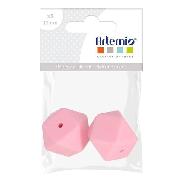 2 sexkantiga silikonpärlor - 17 mm - rosa