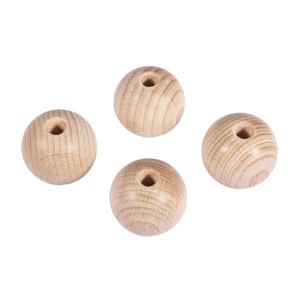Träkulor ø 30 mm med hål 6 mm 4 stycken