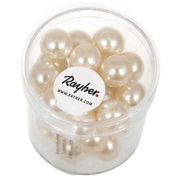 Glaspärla - Rayher - Renässans - 10 mm - Puderros - 35 stycken