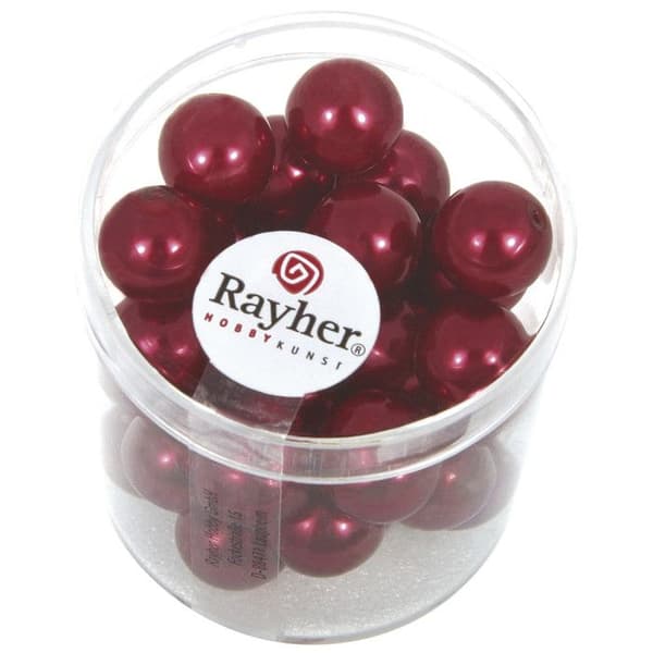 Röda renässansglaspärlor - RAYHER - Box med 35 pärlor - Diameter 10 mm