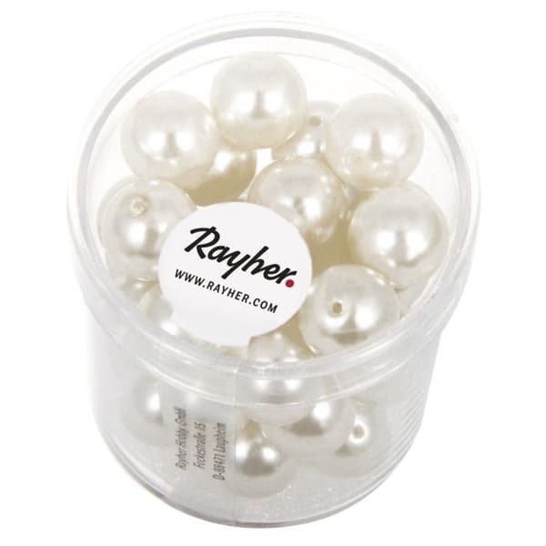 Låda med pärlor - RAYHER - Renaissance White - 35 pärlor - diameter 10mm