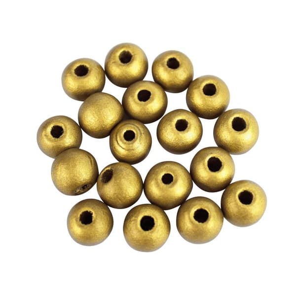 Guldpläterad träpärla 1,2 cm 170 stycken