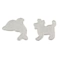 Miniatyrbild 1 av 2: 2 genomskinliga tallrikar 9 cm för strykpärlor (delfin, hund) + 2 ark bakplåtspapper 16x19,5 cm