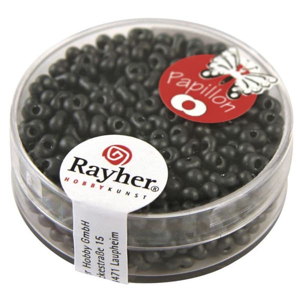 Perle Rocaille - Rayher - Papillon - Grå skiffer - 2 x 4 mm - 18 g