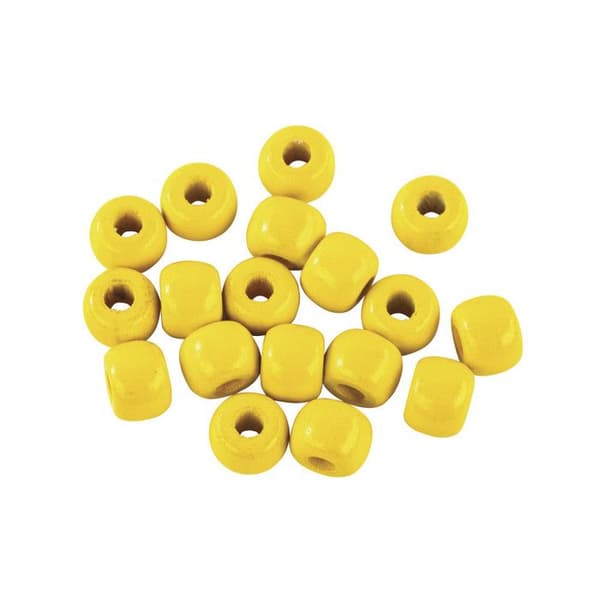 Perle trä Grand hål Gul Ø10x8mm 39 styck.