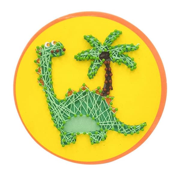 Tavla av spänd tråd - MEGACREA DIY - Dino - Flera färger - 21 cm - 1 kit för barn