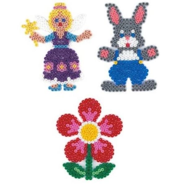 Kanin + Blomma + Fairy tallrikar för standardpärlor (Ø5 mm) - Hama White
