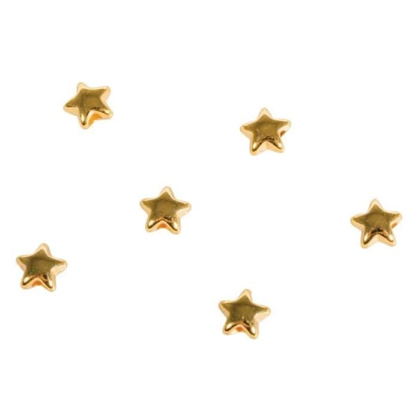 Mini-perler - RAYHER - Stjärna - 6 stycken - Metall - Diameter 0,5 cm - Färg Guld