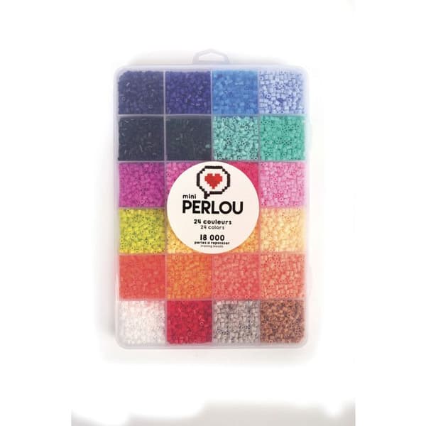 Mini Perlou Strykpärlor Fodral 24 Färger - Perlou Flerfärgad - Assorterad