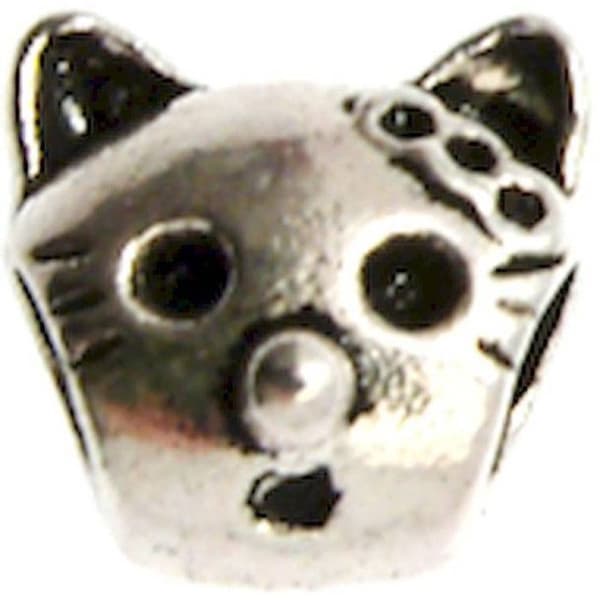 Perle - MegaCrea - Chat - Silver - Nickel-fri metall - Stort hål