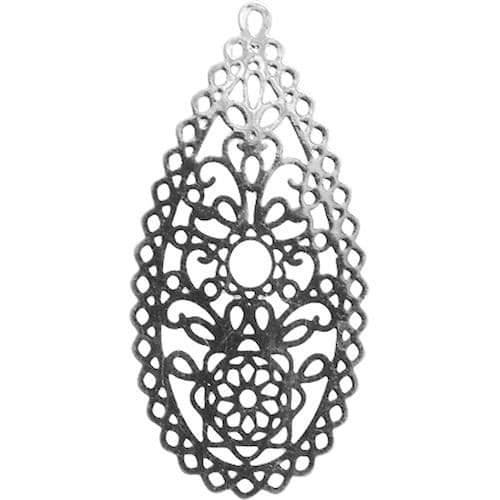 Filigranestämpel - MegaCrea - Tår - Silverfärgad metall - 38 x 20 mm - Allergivänlig