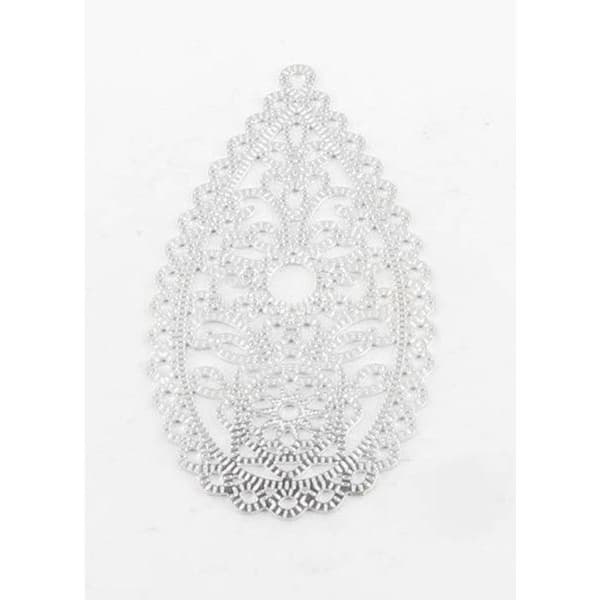 Filigranestämpel - MegaCrea - Tår - Silverfärgad metall - 38 x 20 mm - Allergivänlig