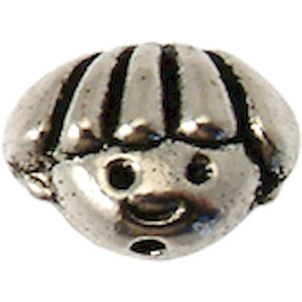 Perle - MegaCrea - Ansikte pojke - 12x9 mm - Silverfärgad - Nickelfri metall