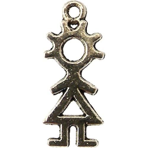Breloque - TAL - Bonhomme Fille - Argent - Metall - 24x10 mm