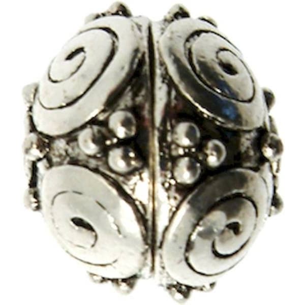 Rund metallpärla - Silver - MegaCrea