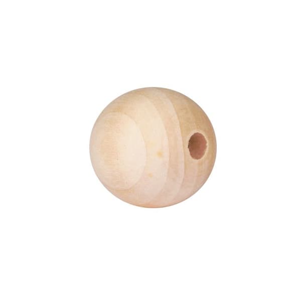 Runda rå träpärlor 3 cm hål 0,7 cm 4 stycken