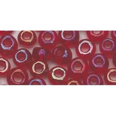 RAYHER Rocailles - Ø 2 mm - Transparent lyster - Vinröd - Kartong med 17 g