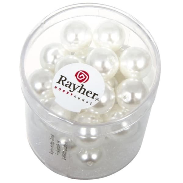 RAYHER Renaissance glaspärlor - Ø 10 mm - Snövit - Box med 35 delar