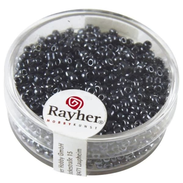 RAYHER Rocailles - Ø 2 mm - Med silverkant - Röd hematit - Kartong med 17 g