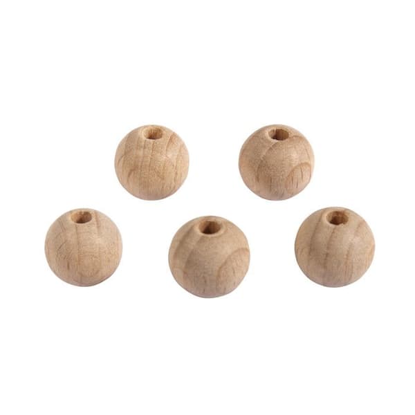 Träperla ø 15 mm Hållet boll ø 4 mm 15 stycken