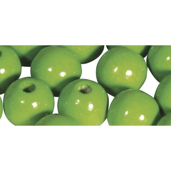 Polerade träpärlor 1 cm Grön äpple 52 stycken