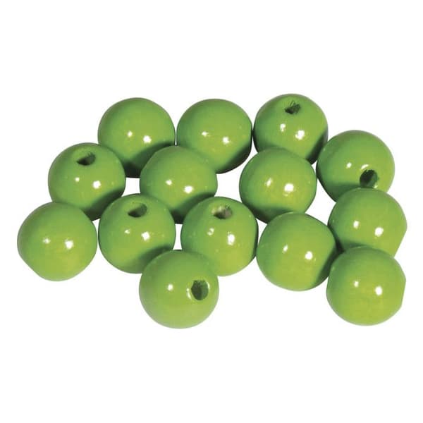 Polerade träpärlor 1 cm Grön äpple 52 stycken